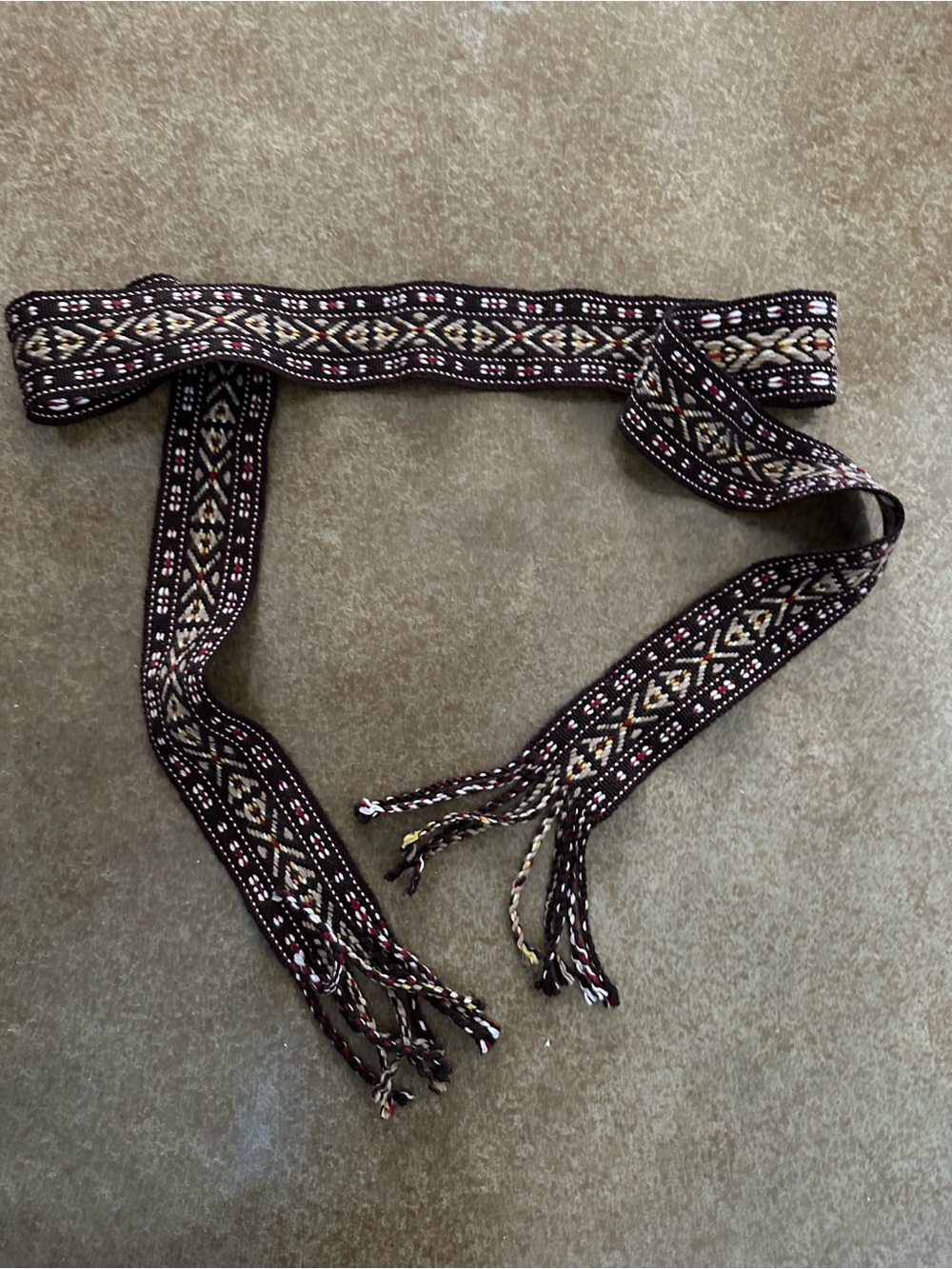 J. Crew Woven Tie Belt in Black, Cream & Brown
